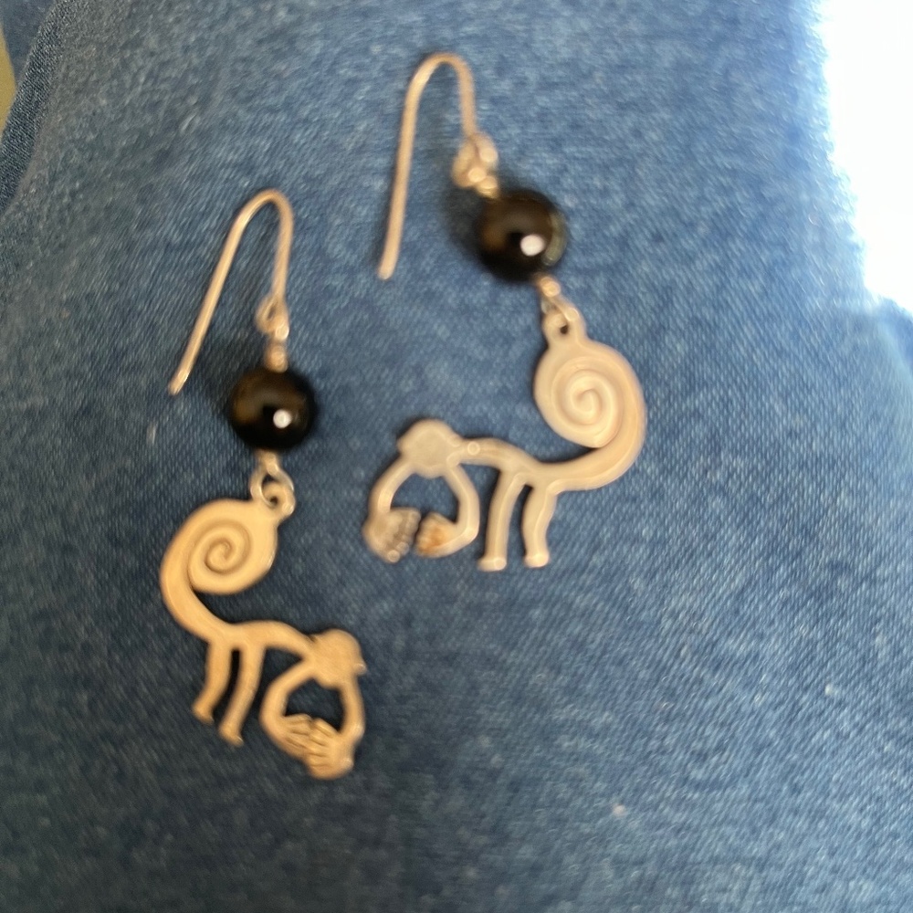 Artisan monkey earrings